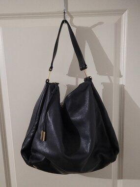 Black Vince Camuto Slouchy Leather Hobo Shoulder Bag
